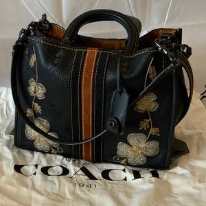 Coach Embroidered Rogue Leather Handbag